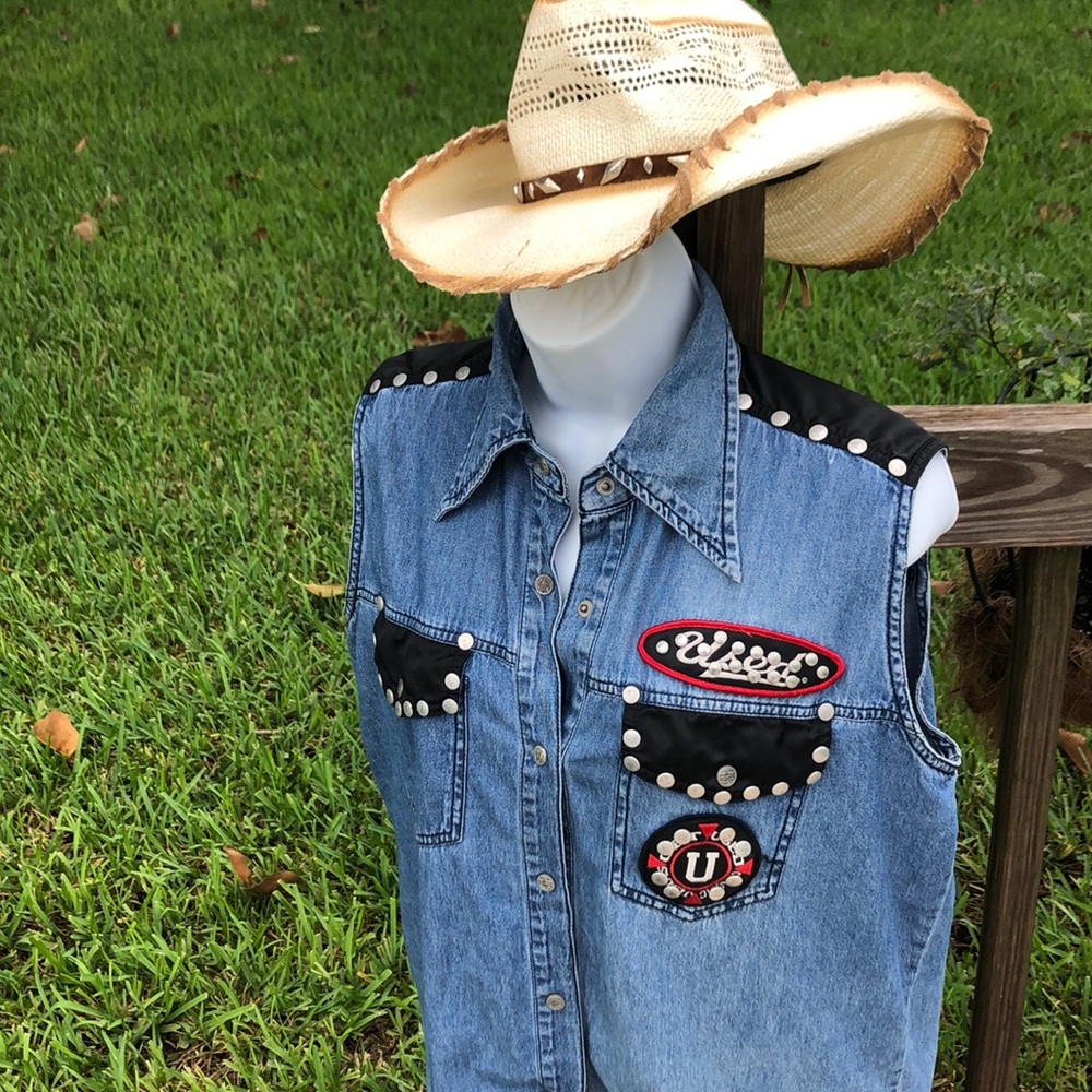 Vintage Denim western Shirt. Studs Woman’s Lg